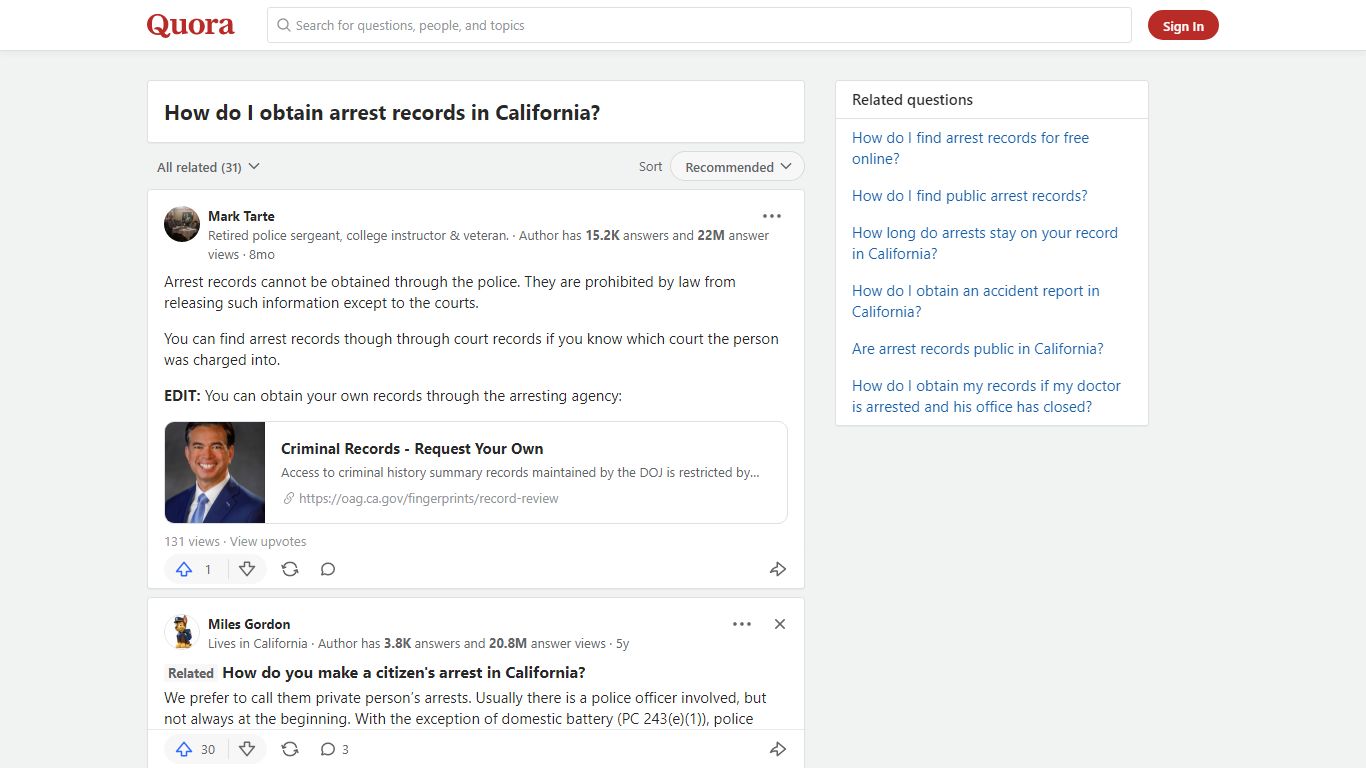 How to obtain arrest records in California - Quora